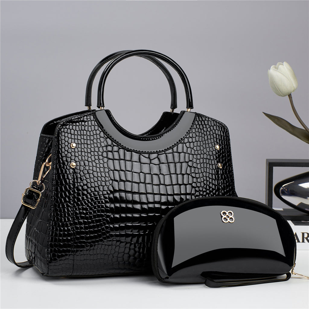 Luxury designer brand 2-in-1 crocodile pattern PU leather women's wallet crossbody bag, portable zip women's shoulder bag, elegant ladies bag