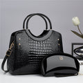Luxury designer brand 2-in-1 crocodile pattern PU leather women's wallet crossbody bag, portable zip women's shoulder bag, elegant ladies bag