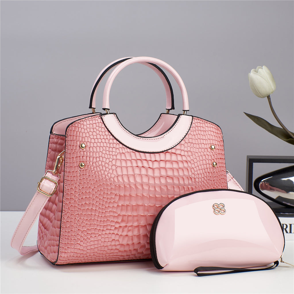 Luxury designer brand 2-in-1 crocodile pattern PU leather women's wallet crossbody bag, portable zip women's shoulder bag, elegant ladies bag