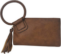 Women's Brown Mini Wristlet Wallet, Fashion Faux Leather Casual Wallet With Tassel, High Quality Handbag, Perfect For Travel And Daily Use