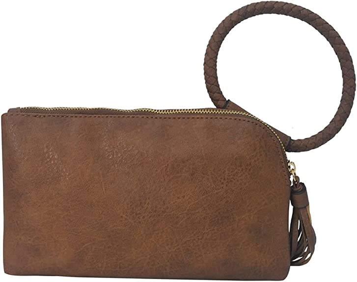 Women's Brown Mini Wristlet Wallet, Fashion Faux Leather Casual Wallet With Tassel, High Quality Handbag, Perfect For Travel And Daily Use