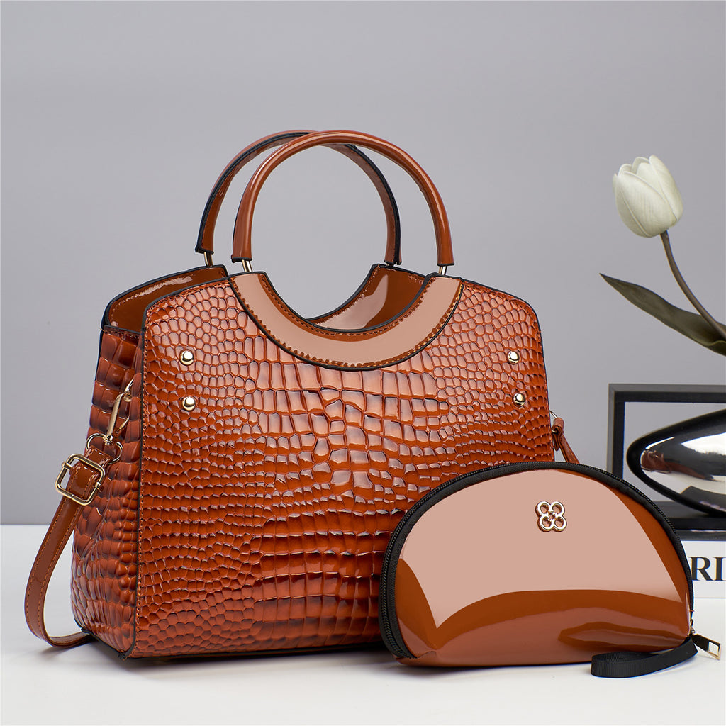 Luxury designer brand 2-in-1 crocodile pattern PU leather women's wallet crossbody bag, portable zip women's shoulder bag, elegant ladies bag