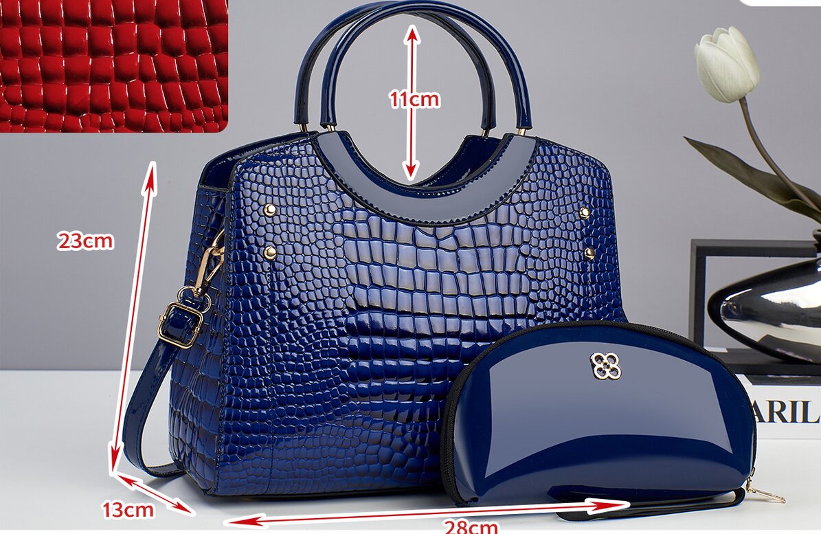 Luxury designer brand 2-in-1 crocodile pattern PU leather women's wallet crossbody bag, portable zip women's shoulder bag, elegant ladies bag